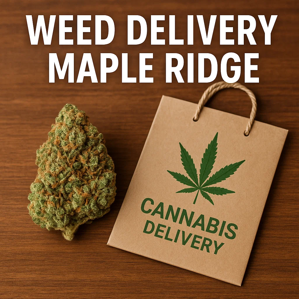 Weed Delivery Maple Ridge — discreet same-day cannabis delivery box, car key, and fresh flower