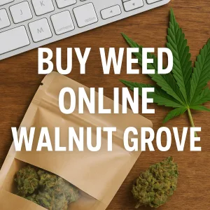 Buy weed online Walnut Grove – resealable pouch, keyboard, cannabis leaf and bud